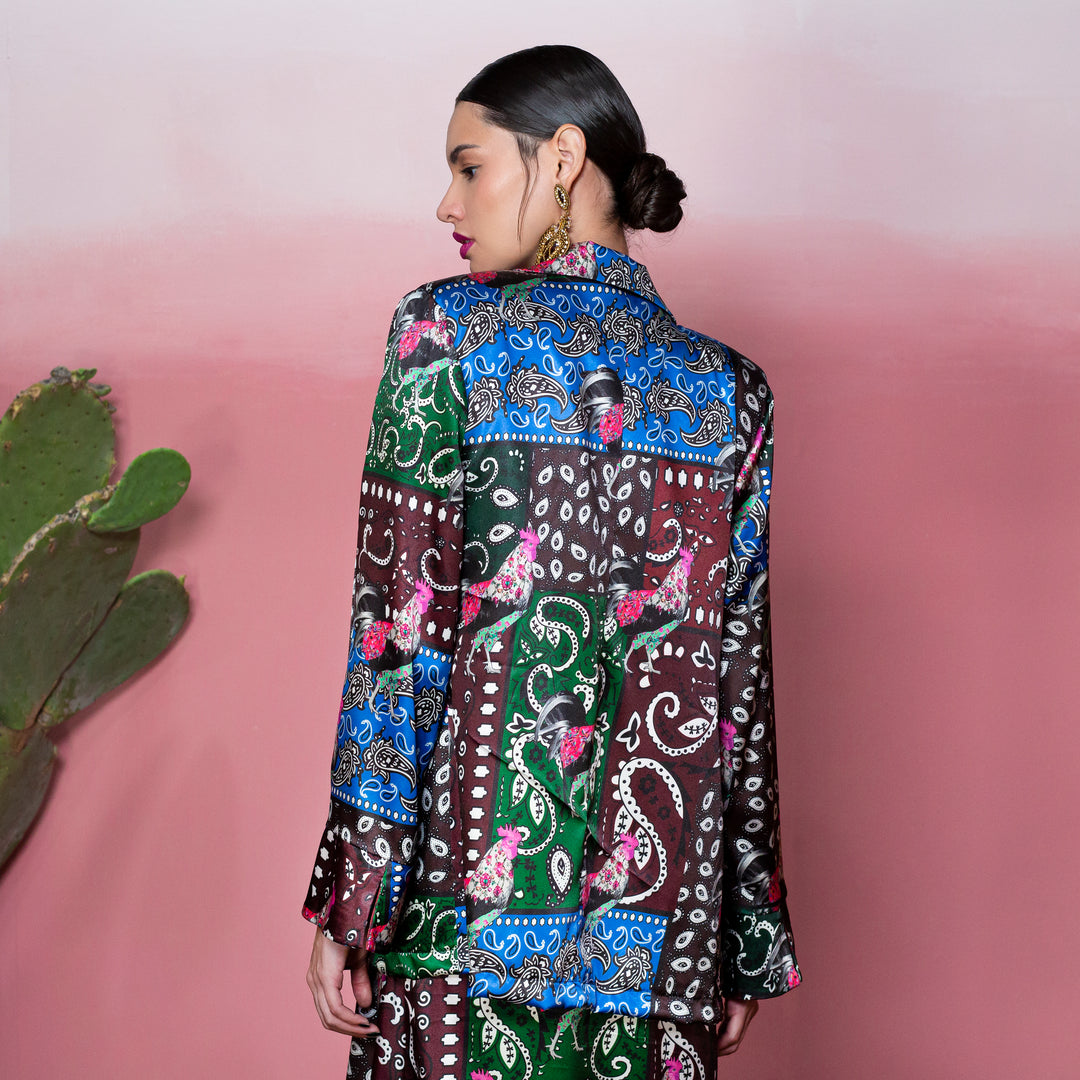Longline blazer bandana y gallos