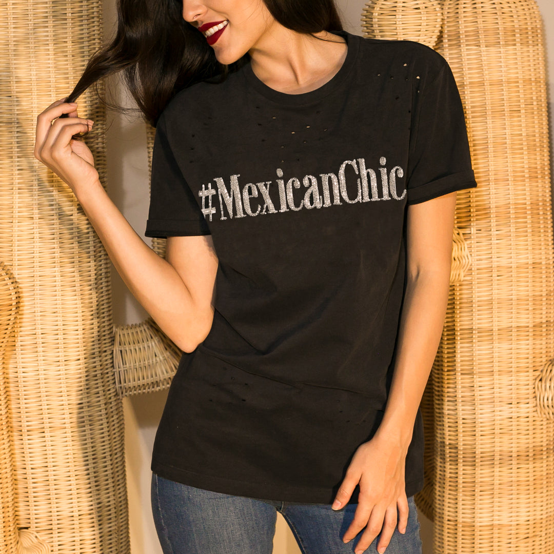Ripped Tee Mexican Chic Negra