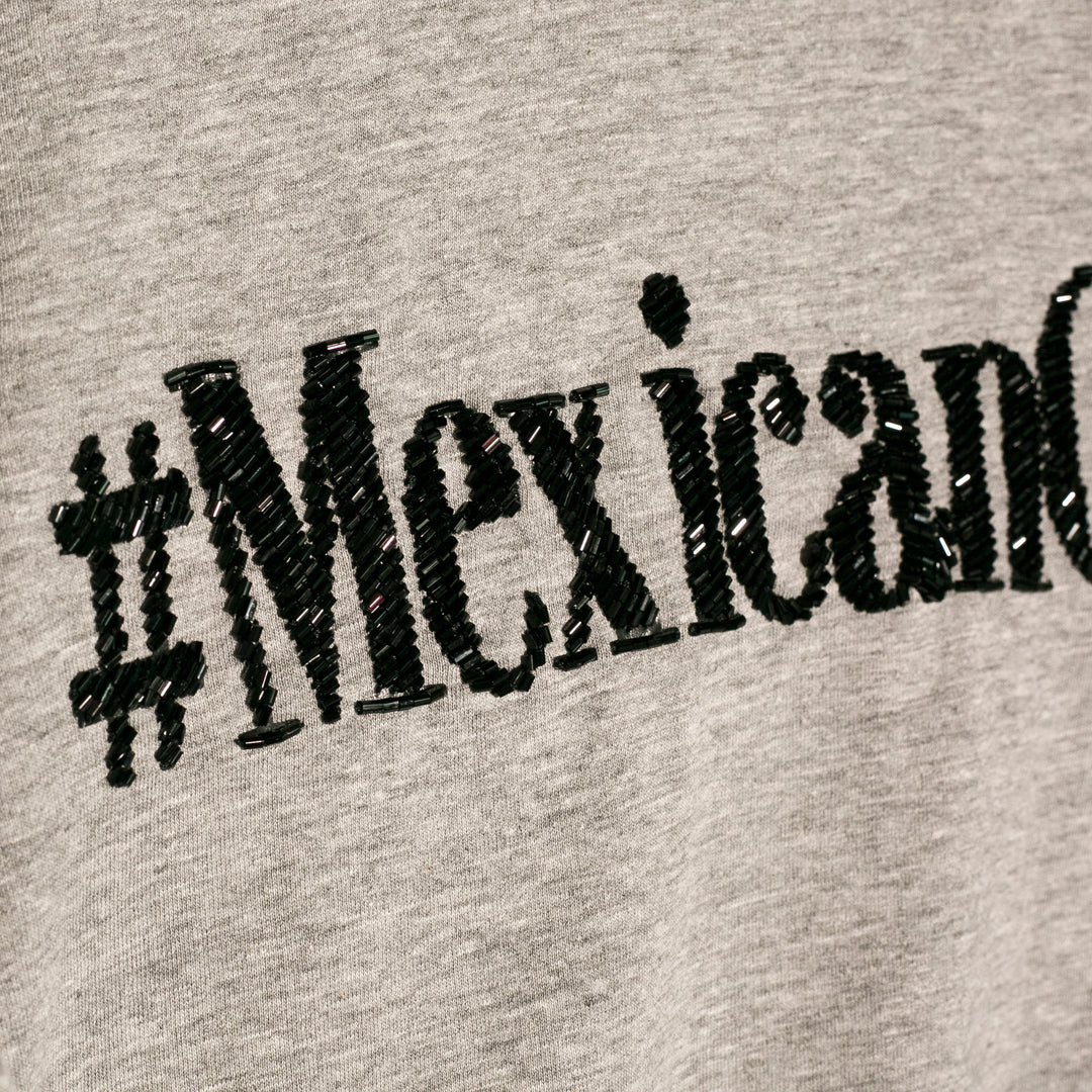 T-shirt MexicanChic gris manga de cristal