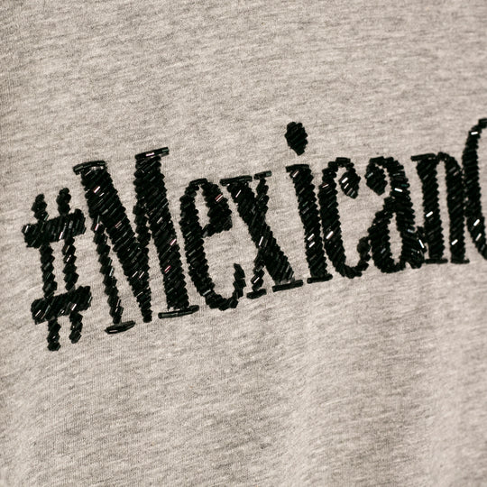 T-shirt MexicanChic gris manga de cristal