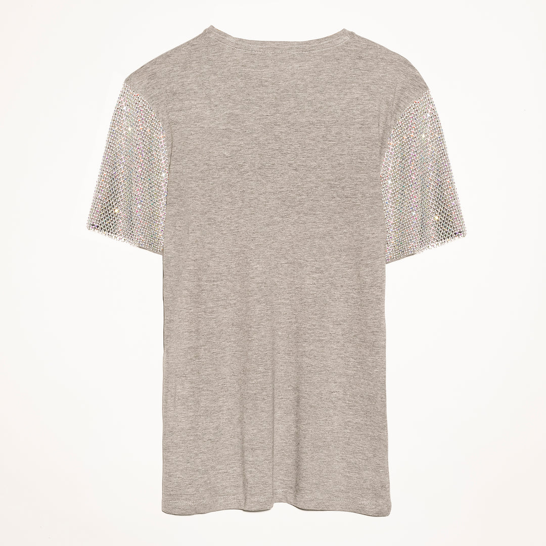 T-shirt MexicanChic gris manga de cristal