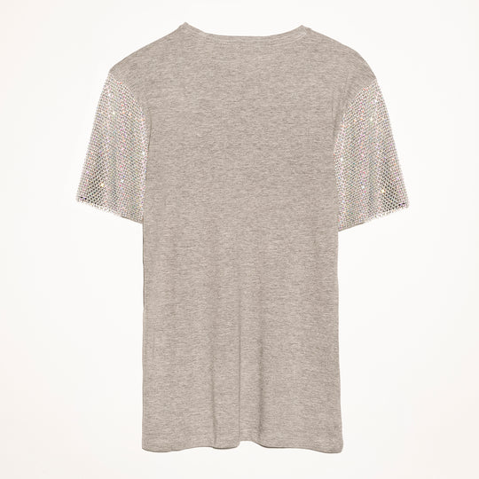 T-shirt MexicanChic gris manga de cristal