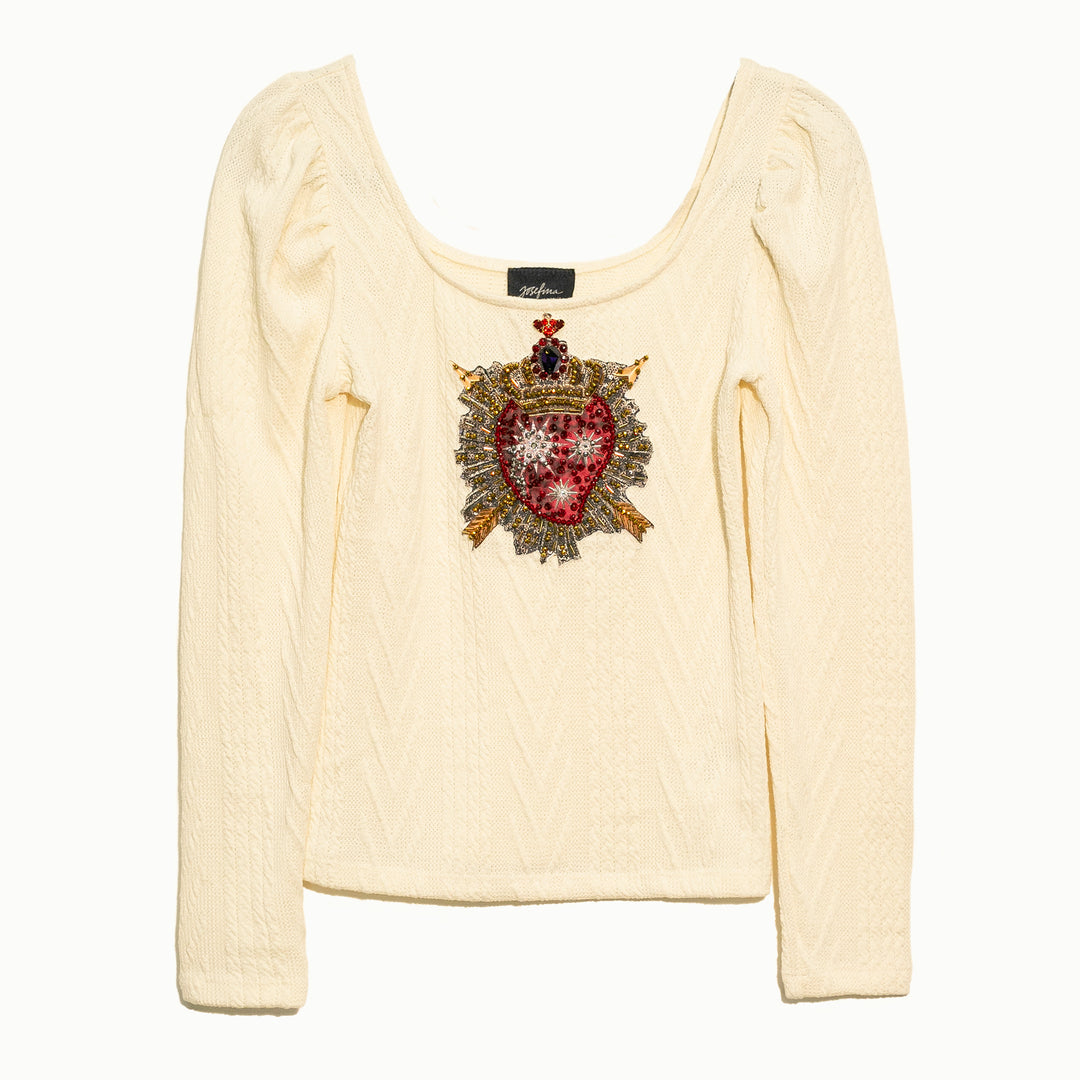 Knitted top ivory Sagrado corazón