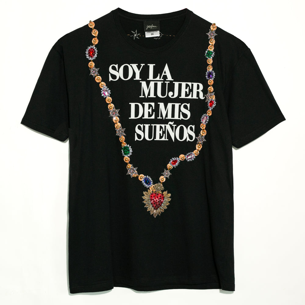 TEE NEGRA COLLAR SOY LA MUJER DE MIS SUEÑOS