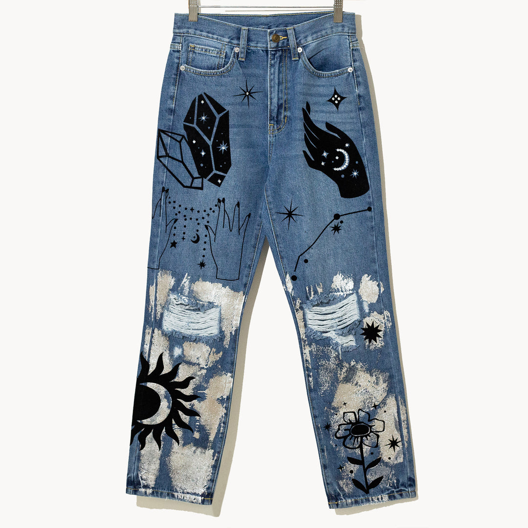 Boyfriend jeans foil zodiaco