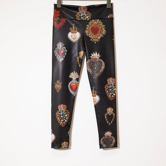 Leggings kids corazones brillo