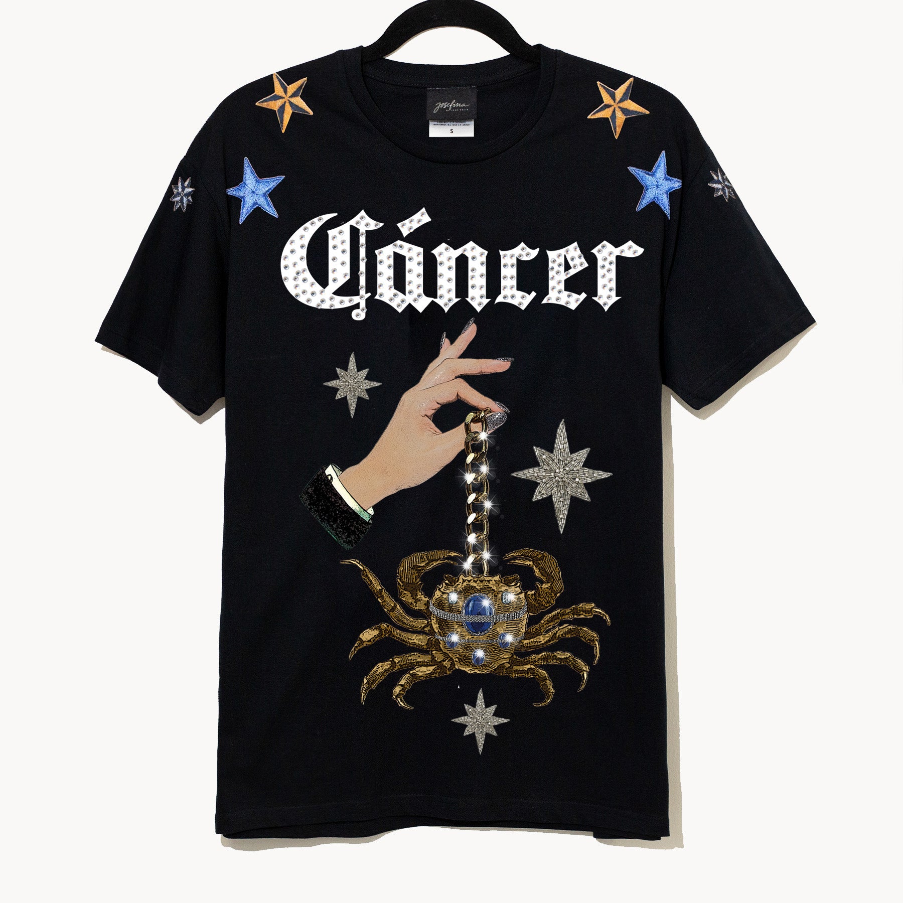 T shirt negra Cáncer bordada
