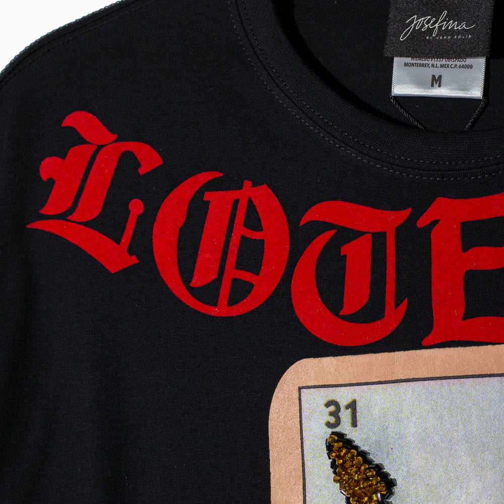T shirt negra lotería las jaras